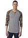 Alternative Mens Printed Eco Jersey 3/4 Raglan, Eco Grey/Camo, Large