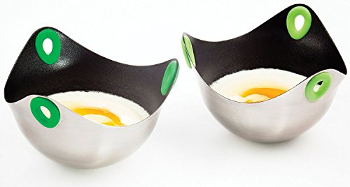 Poachpod Egg Poacher Lifter wITH Stainless Steel Non-Stick Egg Poaching Cup, Stainless, 2 pack Combo - Thumbnail 2