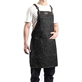Midkit One Size Fits Utility Apron Adjustable Cross-Back Straps Multi-Use Portable Waxed Canvas Aprons With 5 Tool Pockets