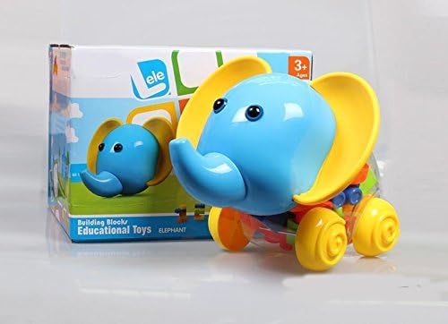Building Blocks with a Elephant Shape Blocks Container for Toddlers, Different Colors and Shapes, Educational Learning Toy, Motor Skills Development for Boys and Girls