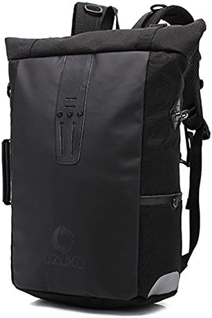 Elf Stella Roll Top Mens 15.6” Laptop Backpack for College Travel Weekend Daypacks Carry on Backpacks Black