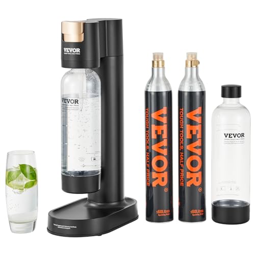 VEVOR Sparkling Water Maker, Soda Maker Machine for Home Carbonating, Soda Maker with 2 BPA-free 1L Bottles, 2 CO2 Cylinders(Not Contain CO2 GAS), Compatible with Mainstream Screw-in 60L CO2 Cylinder