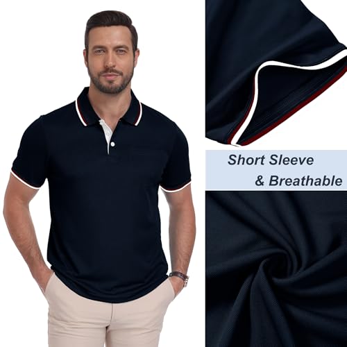 ZITY Polo Shirt for Men 3 Pack Short Sleeve Polo Shirt Golf Work Breathable Casual T-Shirt with Pocket Summer Three Pieces T Shirt for Vacation