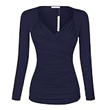 Simier Fariry Womens Tunic Tops Pleated Slimming Blouse Tops Deep Blue XL