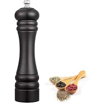 Wood Pepper Grinder, Zupora 8'' Manual Pepper Salt Mill Shaker Solid Wood with Adjustable Coarseness
