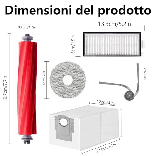 Homruich 28 Pieces Accessories for Roborock QV 35A / QV 35S / QR 798 / QR 598 Robots, 2 Main Brushes, 6 Towels, 6 Filters, 6 Dust Bags, 6 Side Brushes, 2 Cleaning Tools