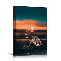 Canvas Wall Art Jar in Sand Abstract Colorful Contemporary Hallway Mixed Media Multicolor Patterns - 12x18 inches