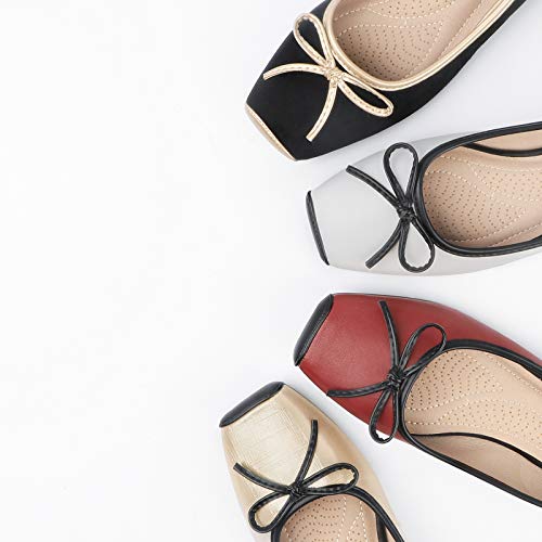 Heel The World Women's Ballet Flats Square Toe Ballerina Flat Shoes