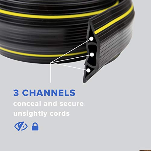 JUNXIAO-13Ft Cord Cover Heavy Duty Cable Protector 3 Channels Contains Cords Cables Wires Easy Unroll Conceal Home Office Warehouse Workshop Concerts - View #4