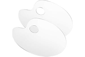 STKYGOOD Acrylic Artist Paint Palette Extra Large 14.2 x 10 inches Clear Oval Non-Stick Oil Paint Palette Mixing Transparent Easy Clean Art Paint Pallet (L)