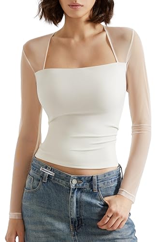 Mesh Long Sleeve Tops