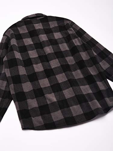 Wrangler Authentics mens Long Sleeve Heavyweight Fleece Button Down Shirt, Gray Buffalo Plaid, X 