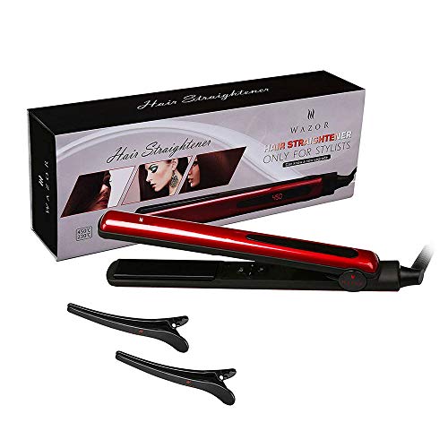 Wazor Hair Straightener, Flat Iron 1 Inch Ceramic Flat Iron For Hair, Digital Display Fast Heat Up With Temp Settings and Auto Shutoff, Suitable for All Hair Types Makes Hair Shiny and Silky