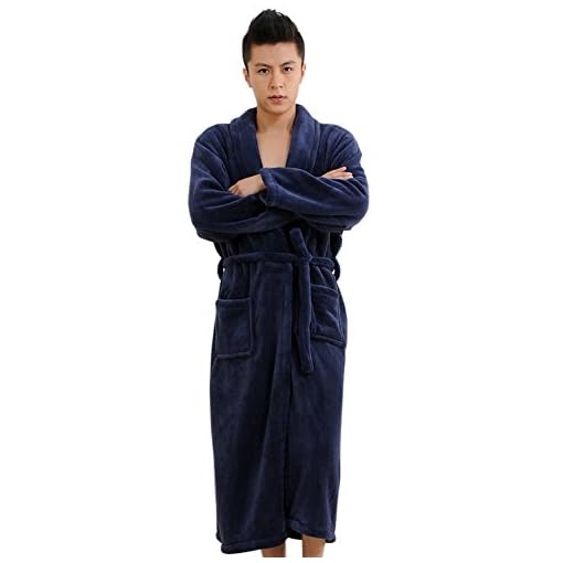 CaiDieNu-Mens-Super-Soft-Flannel-Shawl-Collar-Pajama-Robe-Bathrobe