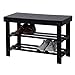 SONGMICS Entryway Wooden Shoe Bench 2-Tier Shoe Rack Organizer Black ULWB66H
