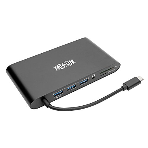 Tripp Lite USB 3.1 Gen 1 USB-C Docking Station w/USB-A, HDMI, VGA, mDP, Gigabit Ethernet, Mem Card, 3.5mm & USB-C PD Charging, Black Housing USB C, USB Type C, USB Type-C (U442-DOCK1B)