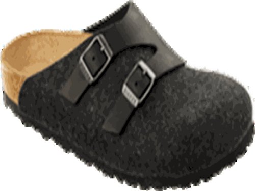 Birkenstock Clogs ''Graz'' from Leather/Wool in Black/Anthrazit with a regular insole