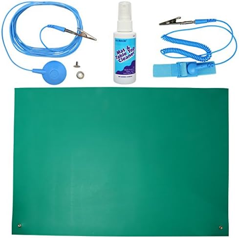 ESD High Temperature Mat Kit | 24" x 36" | Emerald Green | With (1) ESD Wrist Strap, (1) Grounding Cord (1) Bottle of Mat Cleaner