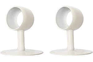 NELXULAS Stainless Steel Heavy Duty Closet Rod,Curtain Rod End Supports Socket with Matching Screws (2 INCH, White)