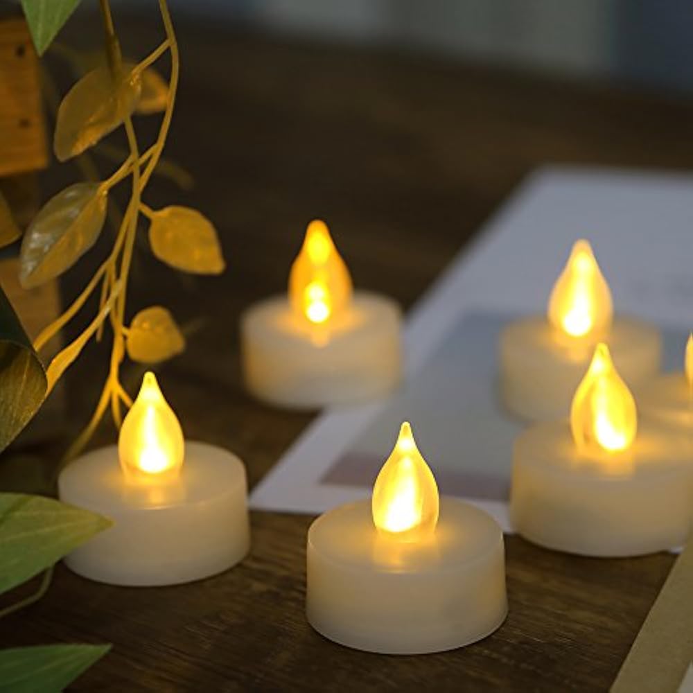 Battery Operated LED Flameless Tea Lights With Timer Realistic