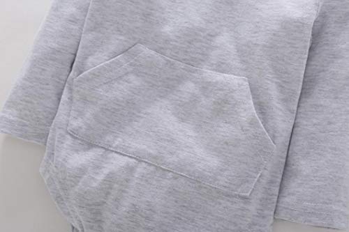 Toddler Infant Baby Girls Boys Hooded Romper Outerwear 3D Rabbit Ear Tail Bodysuit Pocket Fall Winter Outfits (Gray, 18-24 Months)