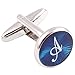 HJ Men's 2PCS Rhodium Plated Cufflinks Silver Initial Letter Shirt Wedding Business 1 Pair Set Blue A