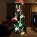 Topspeeder Solar Mobile Wind Chime with Color-Changing LED Lights - Waterproof Hummingbird Wind Chimes for Home, Party, Garden Decoration (Copper Board Hummingbird)