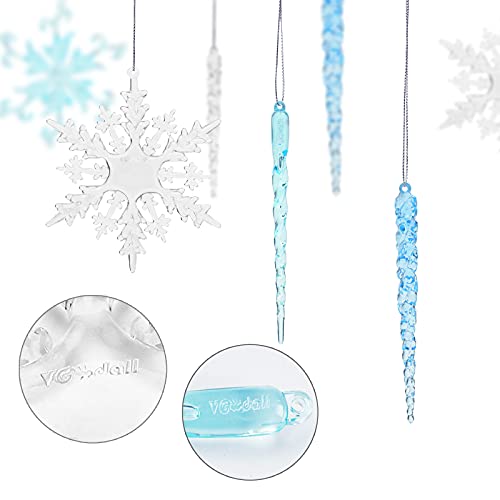 VGOODALL 36PCS Christmas Snowflake Icicle Decorations,Gradient Color Snowflake Icicles Ornaments Set Acrylic Christmas Ornaments for Christmas Tree Outdoor Party Decoration Craft Projects
