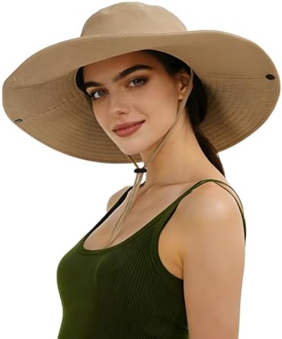 Women\'s Raffia Bucket Hat Wide Brim Sun Protection Adjustable Strap Tan Straw Bucket Hat - Packable Sun/Beach Women main image 3