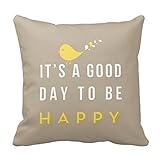 Moonight Yellow Bird with Linen Throw Pillow Case Cushion Cover Home Sofa Decorative 18 X 18 Inch.