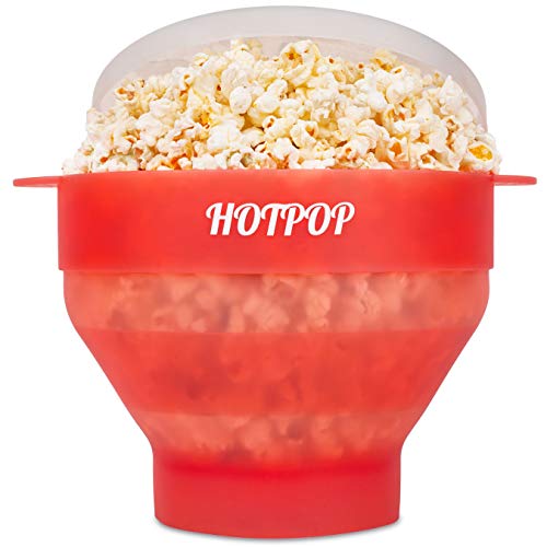 The Original Hotpop Microwave Popcorn Popper, Silicone Popcorn Maker, Collapsible Bowl BPAFree