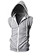 OHOO Mens Slim Fit Sleeveless Lightweight Zip-up Hooded Vest with Zipper Trim