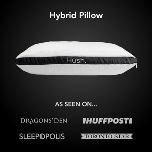 Hush Hybrid Cooling Pillow | Adjustable Loft Memory Foam + Vegan Down | Iced Bamboo Cooling Cover for Hot Sleepers | Custom Comfort for All Sleep Positions | Proudly Canadian