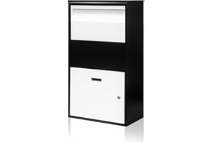 Ydocabinit Package Delivery Boxes for Outside,Extra Large Mailbox,Galvanized Steel Parcel Mailbox,Wall Mounted Lockable Anti-Theft for Outdoor Porch,Curbside,BG010B-White&Black