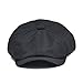 BOTVELA Men's 8 Piece Newsboy Flat Cap 100% Cotton Gatsby Ivy Golf Cabbie Hat (Black, XL)