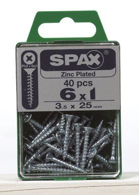SPAX Multi-Material Screw No. 6 X 1 Zinc Phillips/Square Multiple Material Thread Flat Head Box 40