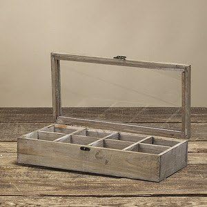 Caja de madera con tapa de cristal vintage caja con compartimentos: Amazon.es: Hogar
