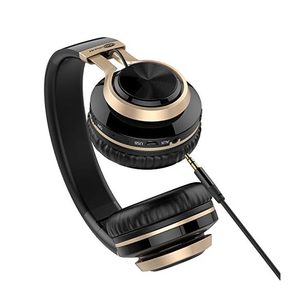 BASEMAN-Wireless-Bluetooth-Headphones-Over-Head-Wired-Wirelss-and-TF-Card-Mode-Lightweight-Foldable-Headphone-Hi-Fi-Stereo-Deep-Bass-Boosted-Earphone-for-Travel-Work-for-Phone-TV-PC-Black-Gold BASEMAN Wireless Bluetooth Headphones Over Ear, Long Battery Life Stereo Deep Bass Headphones with Microphone TF Card…