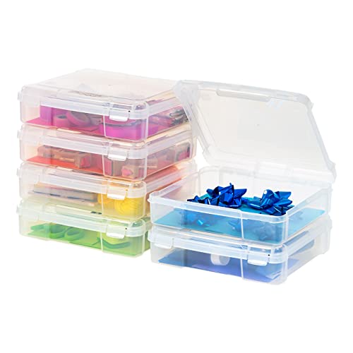 IRIS USA 6 Pack Clear Scrapbook Paper Storage Boxes, Portable Craft and Art Project Case for 8 x