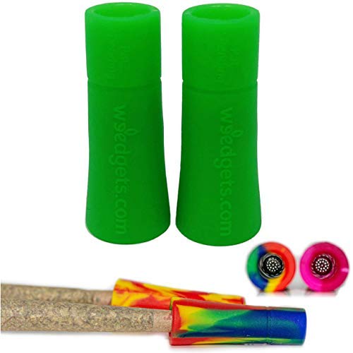 Silicone Cigarette Holder - Smoking Accessories - Tips for Rolling Papers and Raw Papers - 1.5 Ã— 0.28-inch Green - Set of 2