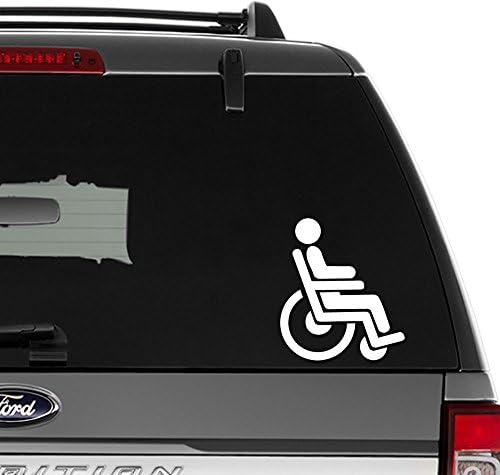 Handicap Wheelchair Vinyl Decal Sticker for Wall Decor, Windows, Laptop, Car, Truck, Motorcycle, Vehicles (Size-6 inch /15 cm Tall) - (Gloss White Color)