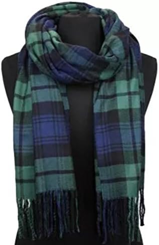 APPARELISM Women's Winter Scottish Clan Plaid Oversized Cashmere Feel Blanket Scarf Wrap Shawl.(Plaid Green)