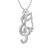 Spinningdaisy Silver Plated Crystal Music Notes Clef and Ottava Necklace