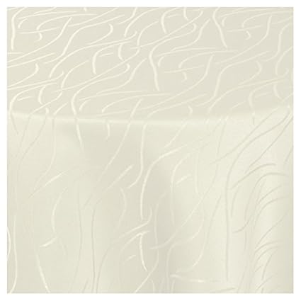 MODERNO Streifen Tischdecke oval 140x190 cm im Damast Stil Farbe Creme-Champagner