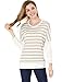 Allegra K Women's Dolman Sleeves Paneled Stripes Loose Tunic Top Brown XL
