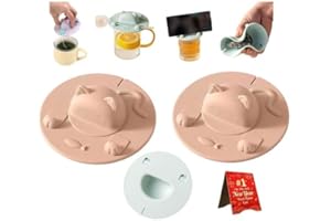 Tea Bag Mug Topper,2PC Cute Cat-Designed Cup Silicone Cup Covers,4In Silicone Tea Bag Holder & Squeezer with Teabag Holder Mu