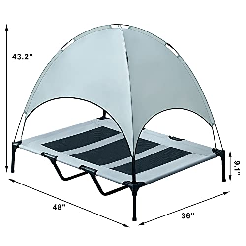 BRIAN & DANY 48" XLarge Elevated Dog Cot with Canopy, Durable Oxford