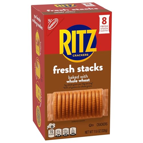 RITZ FRESH STACKS WHOLE WHEAT CRACKERS, TRAVEL SNACKS, 11.6 OZ (8 MULTI SNACK PACKS)