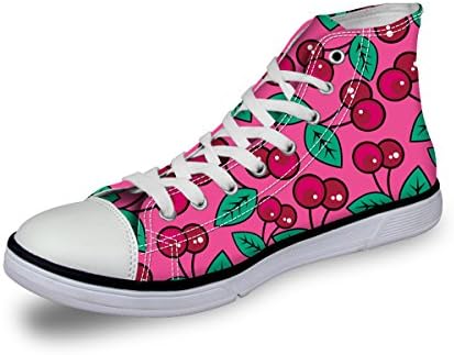 Cherry Printed Canvas Skate Trainers Girl Cute Pink Plimsoll Basic Walking Shoe