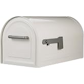 Architectural Mailboxes Reliant Locking Post Mount Mailbox, White, Large | Galvanized steel build with concealed secure lock and key and a magnetic door closure. USPS approved. Includes 2 keys.